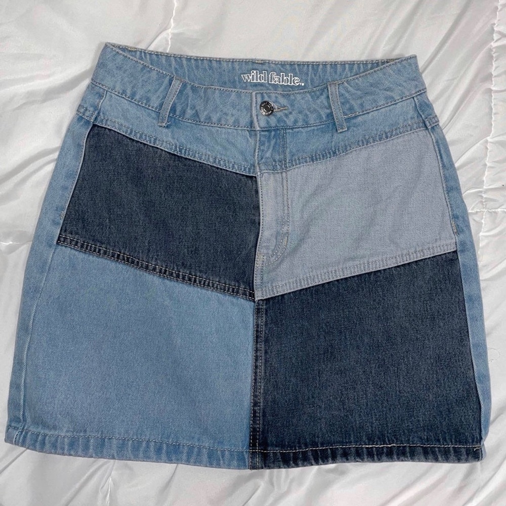 Denim Colorblock Skirt